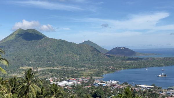 Rabaul, Blanche Bay and Tavurvur volcano, Papua New Guinea